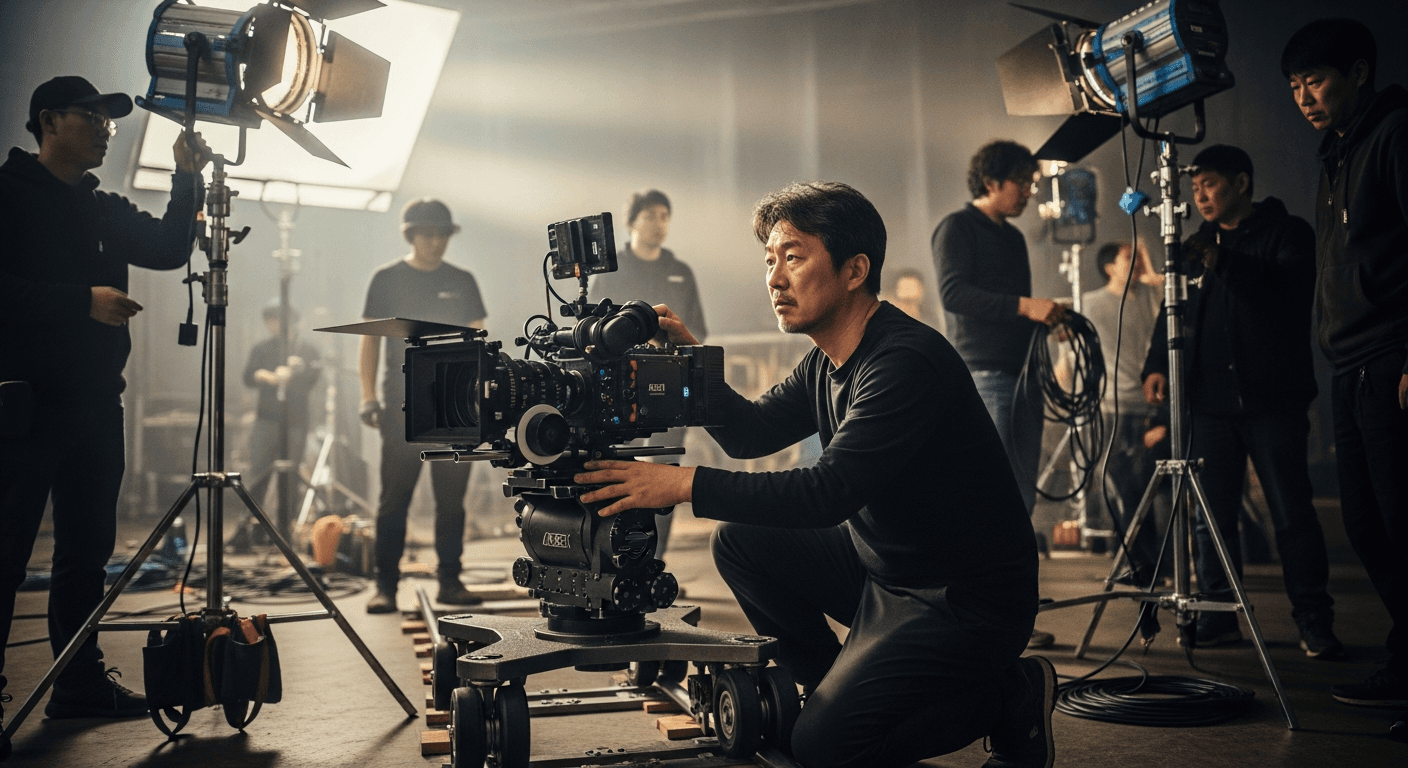 2026년 한국 영화 산업 침체 속 촬영 현장의 스태프들