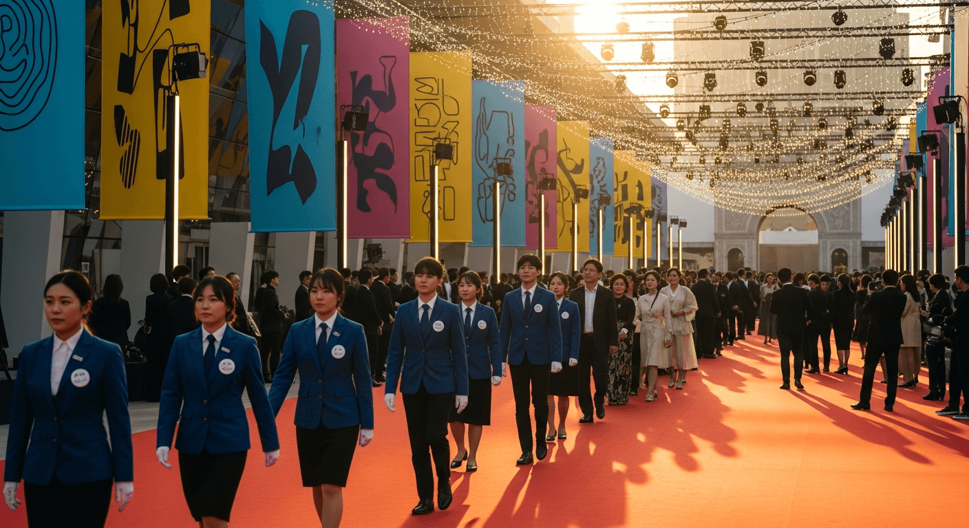 국제영화제에서 게스트를 안내하는 운영 스태프