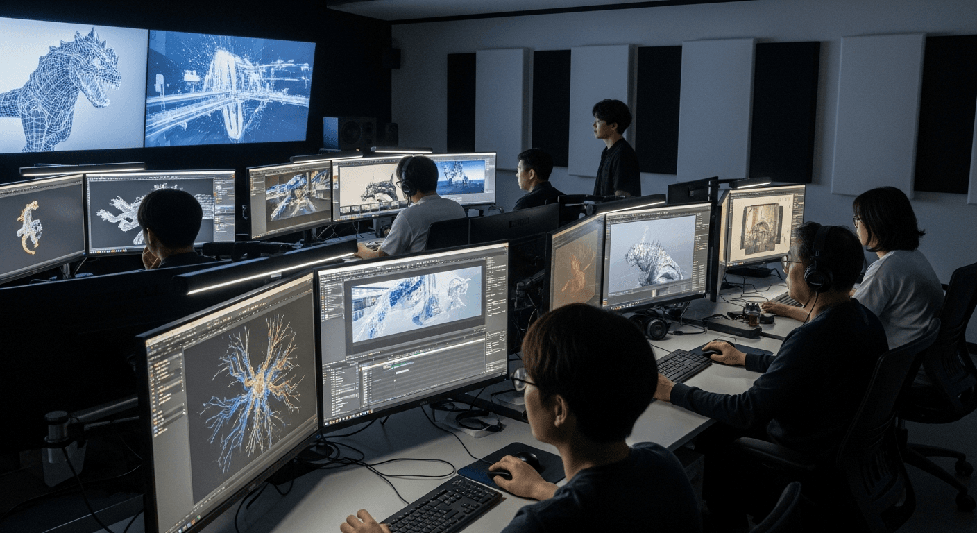 한국 VFX 아티스트가 넷플릭스 프로젝트 시각효과 작업을 하는 포스트 프로덕션 스튜디오