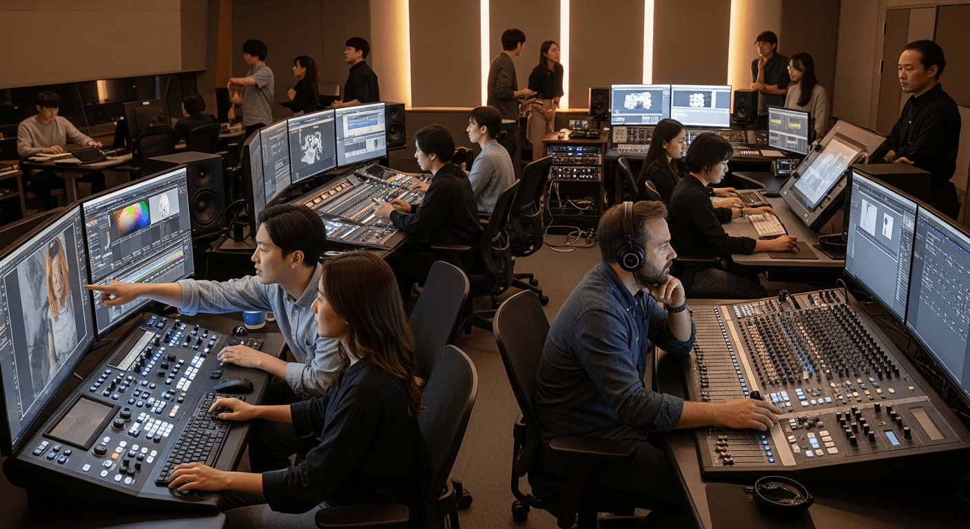 VFX 컬러 사운드 직군별 AI 자동화 영향을 보여주는 작업 현장